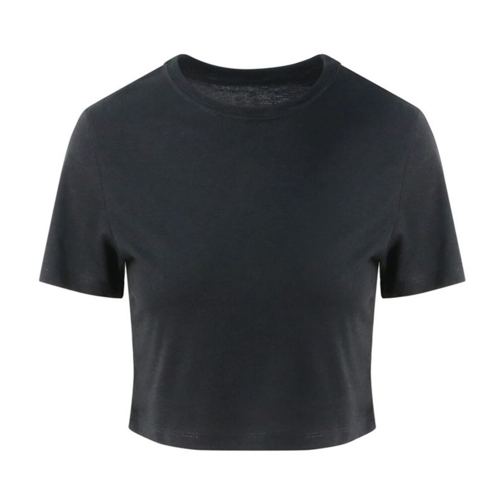 AWDis Just Ts Womens Girlie Tri-Blend Cropped T-Shirt / Solid Black